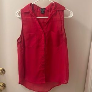 Sheer pink collared high low top